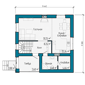 План первого этажа фахверкого дома в Самаре