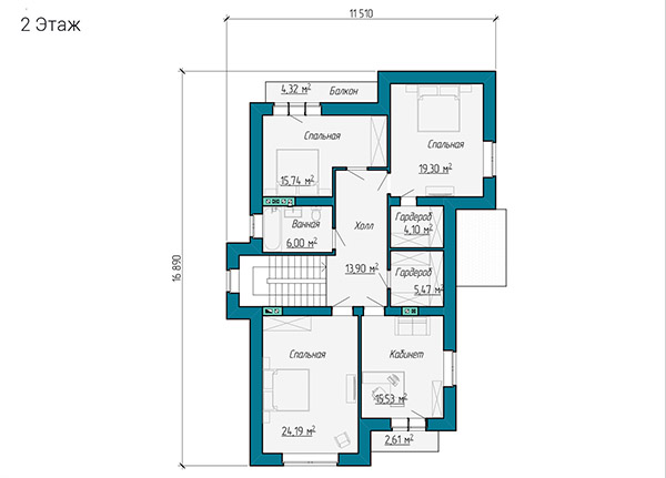 Планировка второго этажа двухэтажного дома