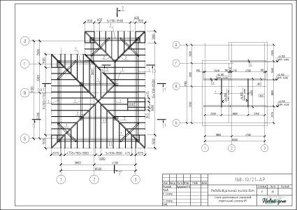Схема расположения стропильной системы