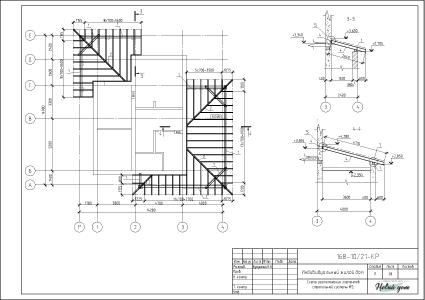 Схема расположения стропильной системы террас